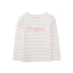 Hope & Henry Girls' Stripe Bonjour Graphic Tee, Infant -Hope & Henry Sales GUEST 03ea4705 41e9 4f38 bead 50aaca2e61c5