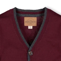 Hope & Henry Boys' Tipped Cardigan With Elbow Patches, Kids