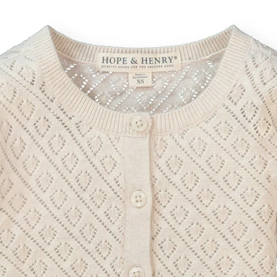 Hope & Henry Girls' Organic Cotton Cropped Pointelle Cardigan, Infant -Hope & Henry Sales GUEST 14000315 4a27 40be a2a3 50ea355230dd
