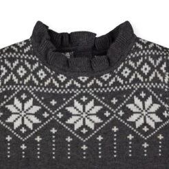 Hope & Henry Girls' Organic Cotton Fair Isle Ruffle Edge Sweater Dress, Infant