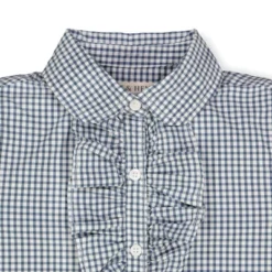 Hope & Henry Girls' Ruffle Front Shirt With Puff Sleeves, Infant