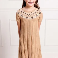 Hope & Henry Girls' Short Sleeve Fair Isle Cable Sweater Dress, Toddler -Hope & Henry Sales GUEST 1e6c3a47 4f4b 4359 acc5 980118104bdc 1