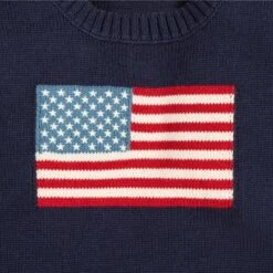 Hope & Henry Boys' Long Sleeve Flag Intarsia Crew Neck Pullover Sweater, Infant
