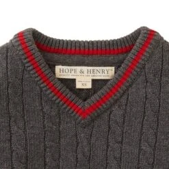 Hope & Henry Boy's V-Neck Cable Sweater, Kids