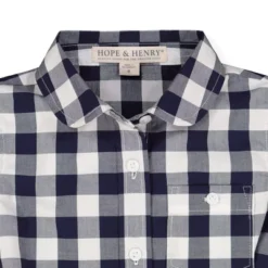 Hope & Henry Girls' Organic Cotton Tie-Front Button Down Top, Infant