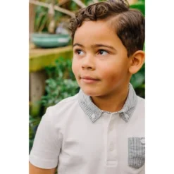 Hope & Henry Boys' Organic Cotton Short Sleeve Jersey Polo With Seersucker Trim, Kids -Hope & Henry Sales GUEST 4594fc1b 4701 4c37 8bed 39abac56f4c1