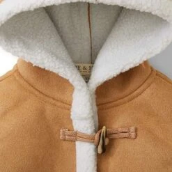 Hope & Henry Girls' Hooded Shearling Jacket, Kids