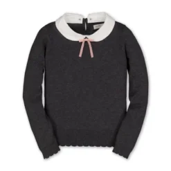 Hope & Henry Girls' Organic Cotton French Look Sweater With Collar And Bow, Infant -Hope & Henry Sales GUEST 687fdc08 49a2 48e4 bc3e 352431ee9cfa