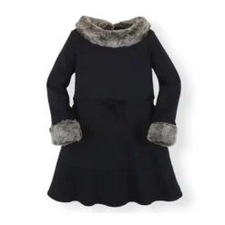 Hope & Henry Girls' Long Sleeve Ponte Skater Dress With Faux Fur Trim, Infant -Hope & Henry Sales GUEST 6d423520 f848 4340 86a9 a54b515d05ef