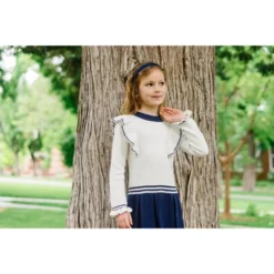 Hope & Henry Girls' Long Sleeve Mock Neck Ruffle Pinafore Sweater Dress, Infant -Hope & Henry Sales GUEST 77c0bcc7 6d85 44e1 a55c ee14623b63ca