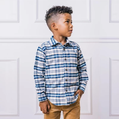 Hope & Henry Boys' Long Sleeve Plaid Flannel Button Down Shirt With Elbow Patches, Infant 5 Hope & Henry Boys' Long Sleeve Plaid Flannel Button Down Shirt With Elbow Patches, Infant - Image 3