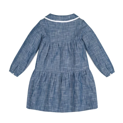 Hope & Henry Girls' Long Sleeve Tiered Button Front Peter Pan Collar Dress, Infant 4 Hope & Henry Girls' Long Sleeve Tiered Button Front Peter Pan Collar Dress, Infant - Image 2