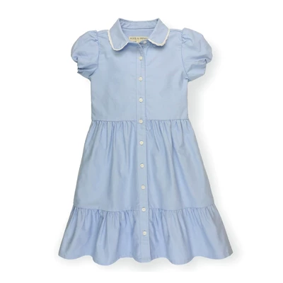 Hope & Henry Girls' Organic Cotton Short Sleeve Tiered Oxford Dress, Infant 6 Hope & Henry Girls' Organic Cotton Short Sleeve Tiered Oxford Dress, Infant - Image 4