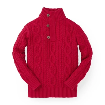 Hope & Henry Boys' Mock Neck Cable Sweater With Buttons, Infant 11 Hope & Henry Boys' Mock Neck Cable Sweater With Buttons, Infant - Image 9