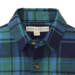 Hope & Henry Boys' Brushed Flannel Button Down Shirt, Kids