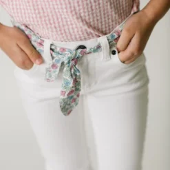 Hope & Henry Girls' Organic Cotton Skinny Stretch Denim With Fabric Belt, Infant