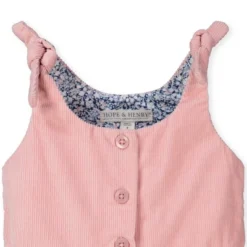 Hope & Henry Girls' Knot Tie Button Front Jumpsuit, Infant