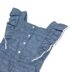 Hope & Henry Girls' Button Front Ruffle Romper, Toddler