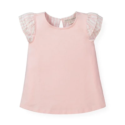 Hope & Henry Girls' Organic Cotton Knit Top With Woven Flutter Sleeves, Infant 10 Hope & Henry Girls' Organic Cotton Knit Top With Woven Flutter Sleeves, Infant - Image 8