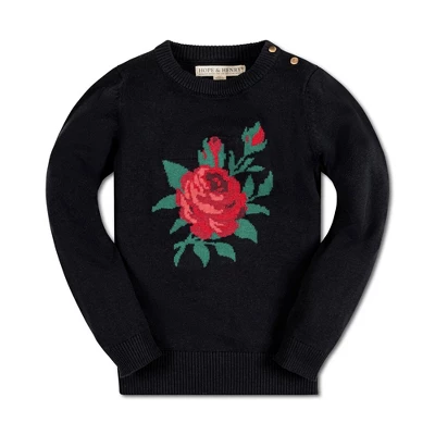 Hope & Henry Girls' Long Sleeve Rose Intarsia Sweater, Infant 7 Hope & Henry Girls' Long Sleeve Rose Intarsia Sweater, Infant - Image 5