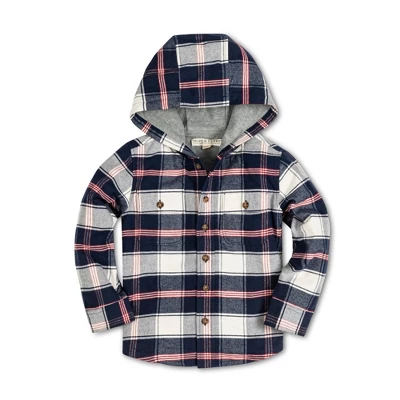 Hope & Henry Boys' Long Sleeve Hooded Flannel Shirt Jacket, Kids 6 Hope & Henry Boys' Long Sleeve Hooded Flannel Shirt Jacket, Kids - Image 4