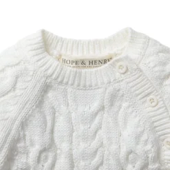 Hope & Henry Baby Cable Knit Sweater Romper
