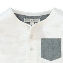 Hope & Henry Boys' Henley Pocket Tee With Rolled Sleeves, Infant
