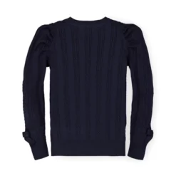 Hope & Henry Girls' Organic Cotton Puff Sleeve Sweater With Bows, Infant -Hope & Henry Sales GUEST cd63fdc0 3498 43d5 9d3a 03590bd4bb01