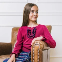 Hope & Henry Girls' Long Sleeve Ruffle Sweater Henley, Infant -Hope & Henry Sales GUEST ceba223a b386 4ef6 8e42 5a72d1bed7ad