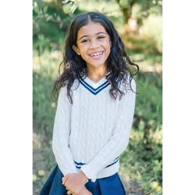 Hope & Henry Girls' Long Sleeve V-Neck Cricket Sweater, Kids 3 Hope & Henry Girls' Long Sleeve V-Neck Cricket Sweater, Kids