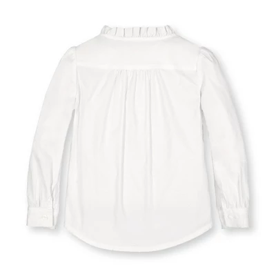 Hope & Henry Girls' Organic Cotton Ruffle Neck Blouse With Pintucks, Toddler 5 Hope & Henry Girls' Organic Cotton Ruffle Neck Blouse With Pintucks, Toddler - Image 3