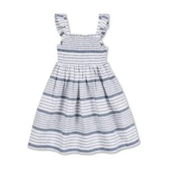 Hope & Henry Girls' Flutter Sleeve Smocked Linen Dress, Toddler -Hope & Henry Sales GUEST d339790f cb0d 4ed5 9b54 007efcdbbdb5