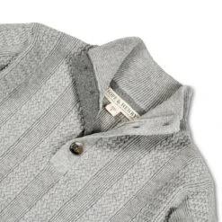Hope & Henry Boys' Long Sleeve Mock Neck Cable Sweater With Elbow Patches, Infant