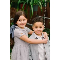 Hope & Henry Girls' Short Sleeve Peter Pan Collar Dress With Bow Details, Toddler -Hope & Henry Sales GUEST d601cd06 a785 4576 84a6 9ed9628ebf06