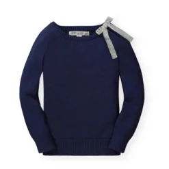 Hope & Henry Girls' Organic Cotton French Sweater With Velvet Bow, Infant -Hope & Henry Sales GUEST d6a6a125 2b59 4a18 b1e1 4407a5323448