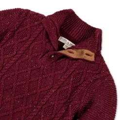 Hope & Henry Boys' Long Sleeve Mock Neck Cable Sweater With Flecks, Kids