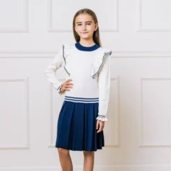 Hope & Henry Girls' Long Sleeve Mock Neck Ruffle Pinafore Sweater Dress, Toddler -Hope & Henry Sales GUEST dfee1c48 04d9 49b1 82dc 8785e747f215 1