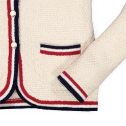 Hope & Henry Girls' Organic Cotton Fancy Cardigan With Stripe Trim, Infant -Hope & Henry Sales GUEST e7026f6c 2e12 43f2 92e7 063f0ce6c51b