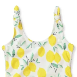 Hope & Henry Girls' Bow Shoulder One-Piece Swimsuit, Kids
