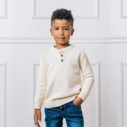 Hope & Henry Boys' Long Sleeve Henley Pullover Sweater With Rib Details, Kids -Hope & Henry Sales GUEST ee37b892 9467 43e1 96ed 01f516fb9bda