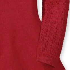 Hope & Henry Girls' Organic Cotton Skater Sweater Dress With Pointelle Sleeves, Infant -Hope & Henry Sales GUEST ef3de388 05c7 408b a598 d8d260a5f4ba