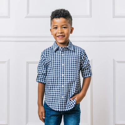 Hope & Henry Boys' Long Sleeve Stretch Poplin Roll-Up Button Down Shirt, Kids 5 Hope & Henry Boys' Long Sleeve Stretch Poplin Roll-Up Button Down Shirt, Kids - Image 3