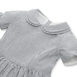 Hope & Henry Girls' Short Sleeve Peter Pan Collar Dress With Bow Details, Infant